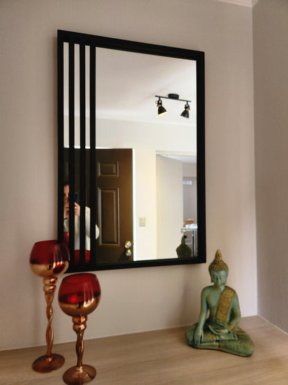 ESPEJO – Marco Negro con Diseño Lateral de Barras
