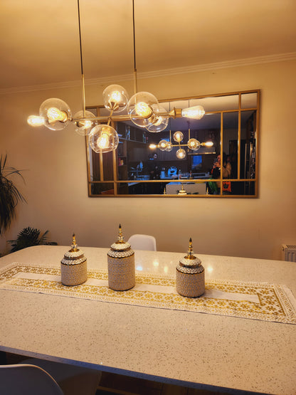 ESPEJO – Marco Negro con Divisiones Gruesas Estilo Arquitectónico