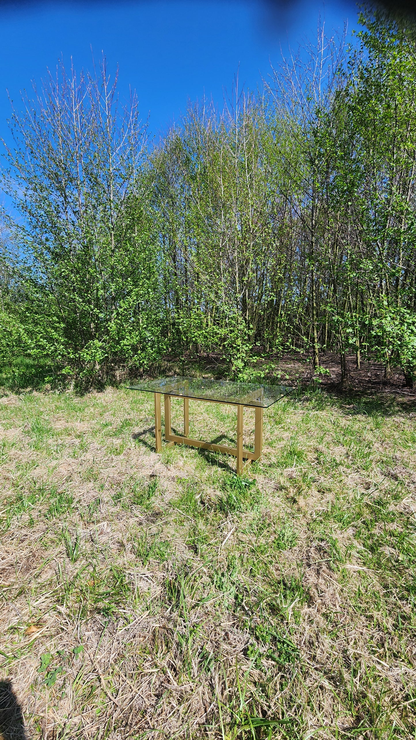 MESA DE COMEDOR – Vidrio Templado 10 mm + Base Metálica (Negro o Dorado)