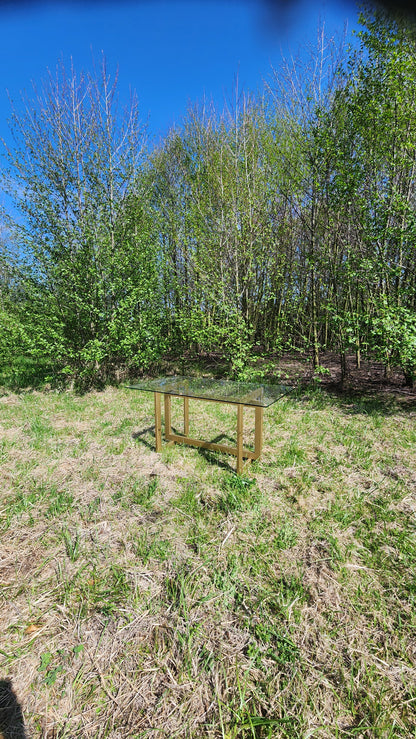 MESA DE COMEDOR – Vidrio Templado 10 mm + Base Metálica (Negro o Dorado)