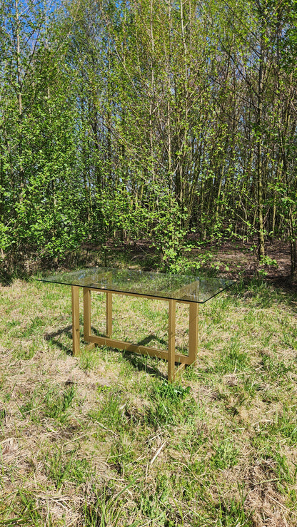 MESA DE COMEDOR – Vidrio Templado 10 mm + Base Metálica (Negro o Dorado)