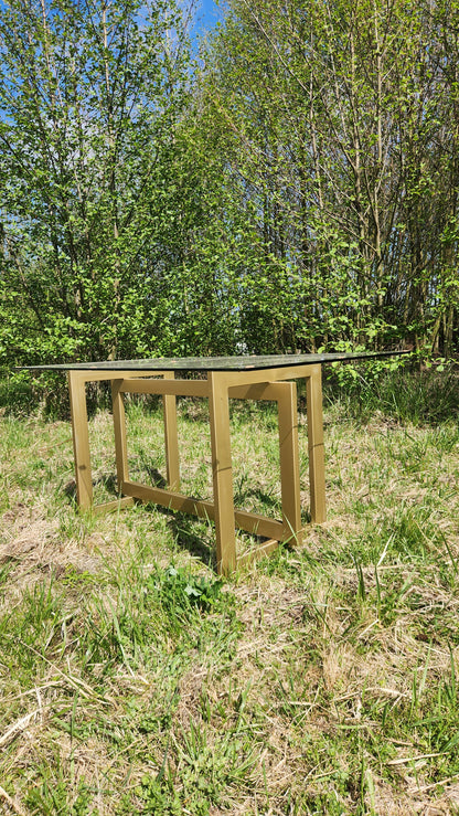 MESA DE COMEDOR – Vidrio Templado 10 mm + Base Metálica (Negro o Dorado)