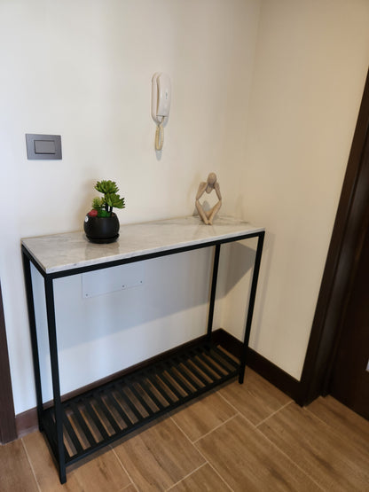 ARRIMO 100×30×90 cm – Cubierta Mármol Carrara + Repisa Inferior