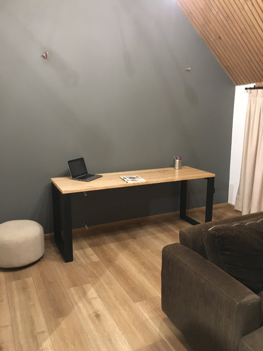 ESCRITORIO CORCHETE – 180×60×75 cm – Pino Radiata 30 mm + Estructura Metálica